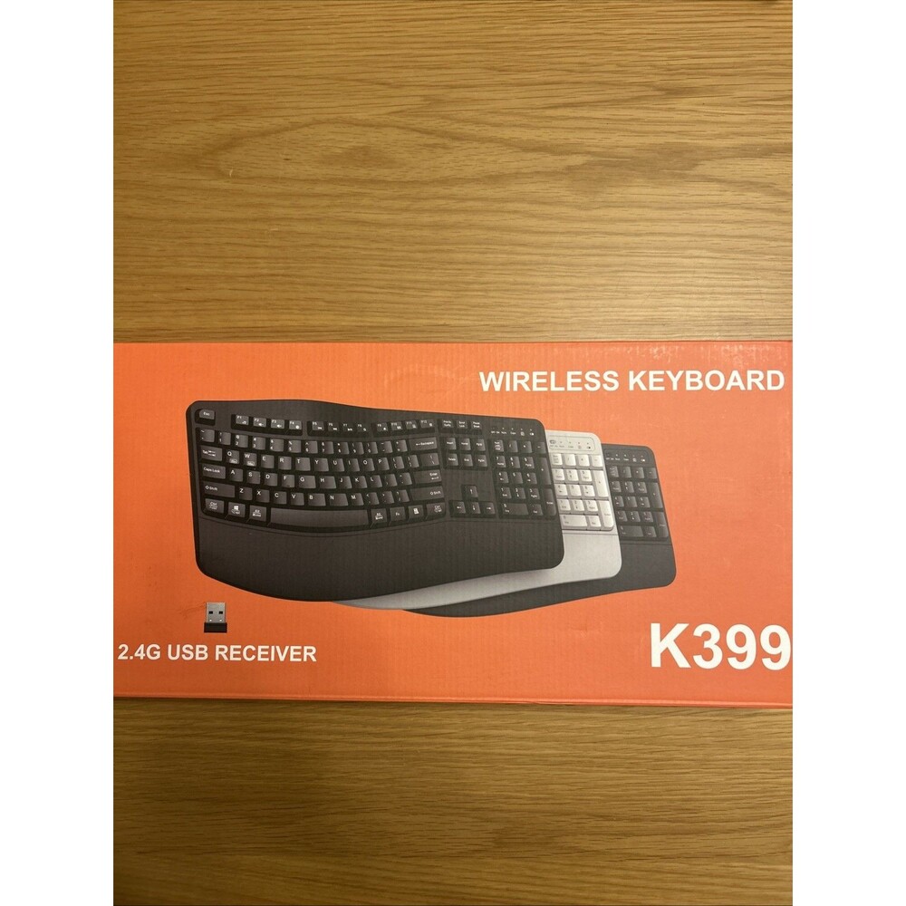 Ergonomic Full-Sized Wireless Keyboard With USB Dongle *OBC